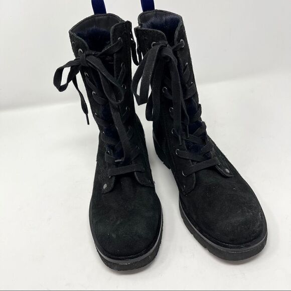 OTBT Summit Combat Faux Fur Suede Booties 6 - Picture 4 of 9